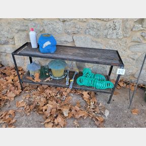 Metal outdoor plant table with all the goodies