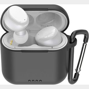 TOZO T6 SILICONE SHOCKPROOF SOFT SKIN CASE COVER FOR TOZO T6 EARPHONES WITH VISIBLE FRONT LED AND KEYRING BLACK
