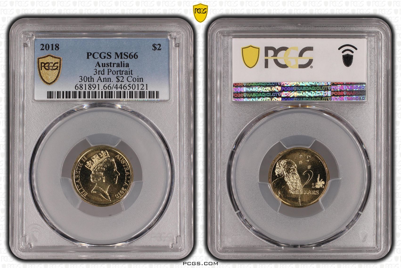 2018 Australia Two Dollar, $2 3rd Portrait 30th Ann. $2 Coin PCGS - MS66 -121