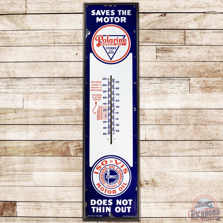 Polarine Iso=Vis Motor Oil 6' SS Porcelain Thermometer w/ Logo