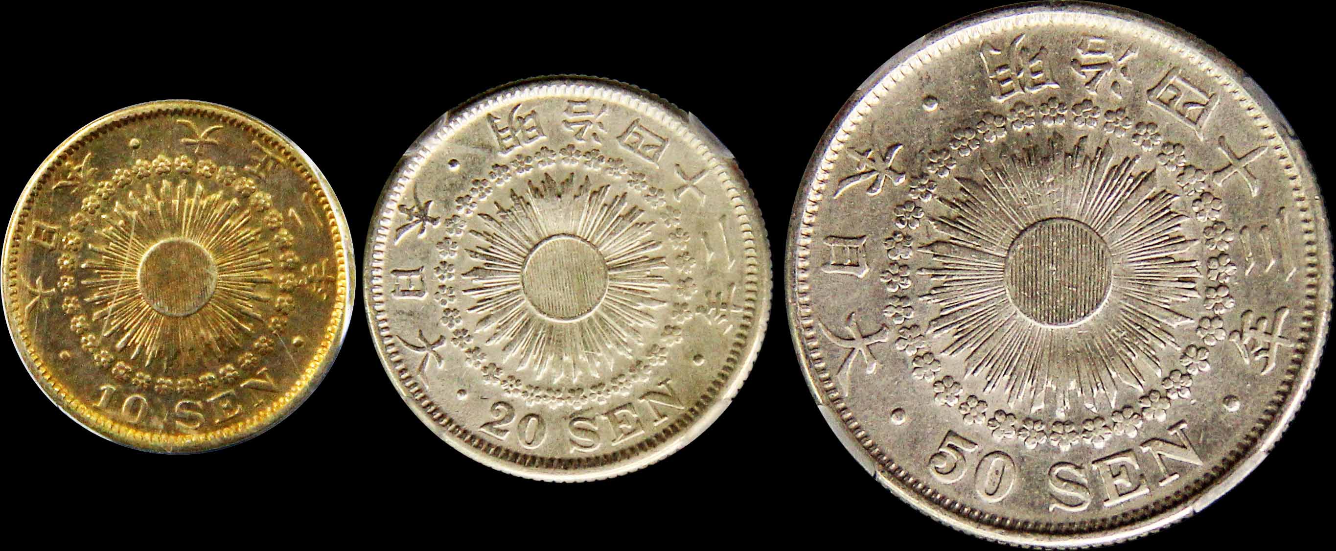 Japan, 1913/09/10, 10/20/50 Cents, Silver coin, GBCA MS64/ CCGA 
