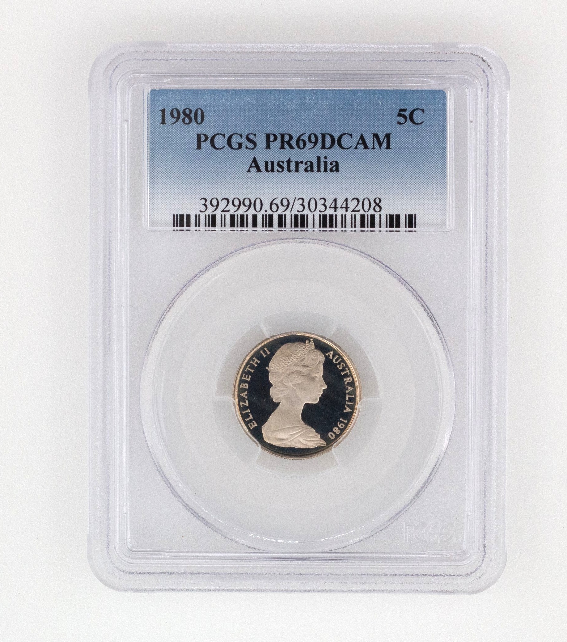 Elizabeth II, Five Cent, PR69DCAM , 1980