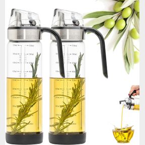 SET OF 2 CHEFTOON OLIVE OIL DISPENSER BOTTLE, AUTO FLIP BOTTLES FOR KITCHEN, 18 OZ WITH LEAKPROOF CAP, EASY CLEAN AND VINEGAR DISP