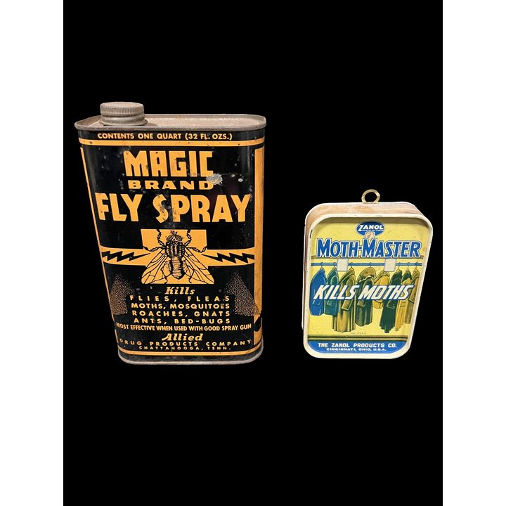 Zanol Moth Master Magic Brand Fly Spray Tin Metal Cans