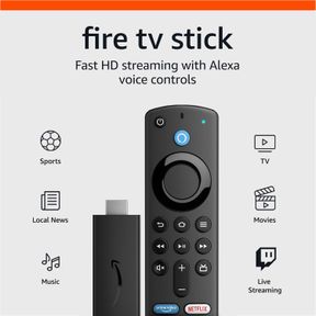 AMAZON FIRE TV STICK, SHARP PICTURE QUALITY, FAST STREAMING, FREE & LIVE TV, ALEXA VOICE REMOTE WITH TV CONTROLS