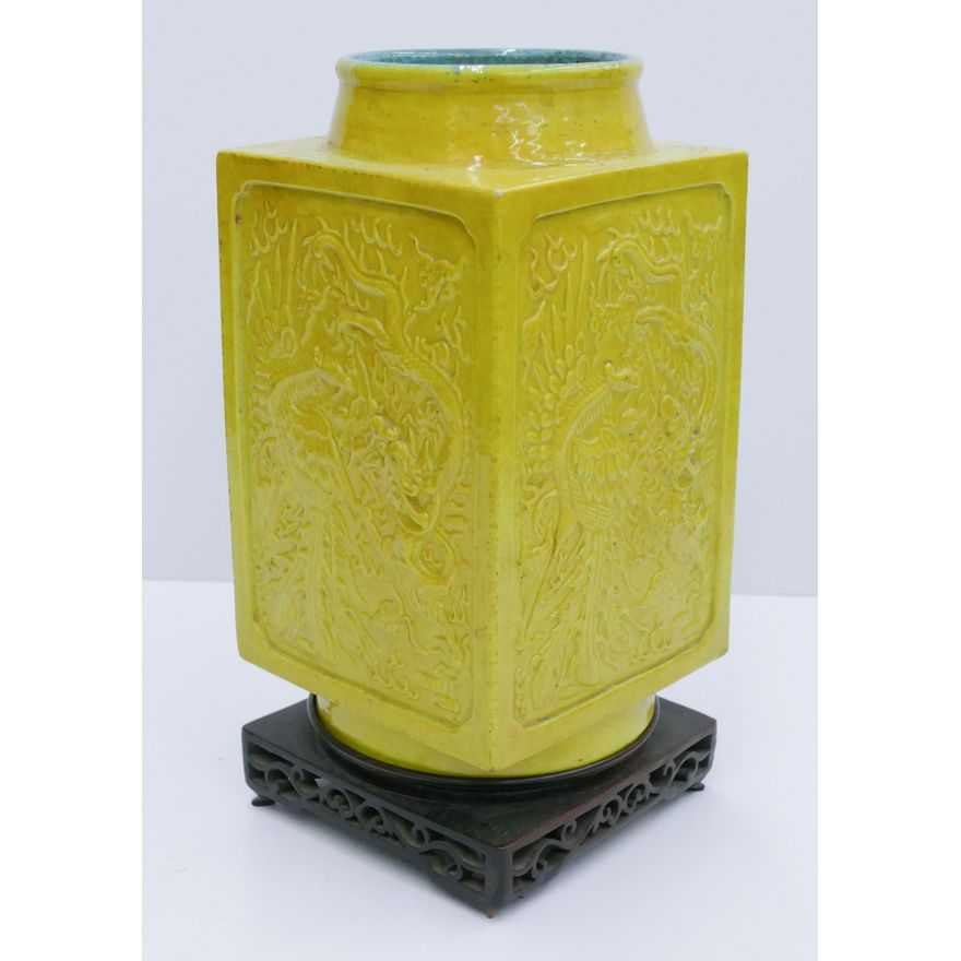 Chinese Republic Dragon & Phoenix Cong Vase