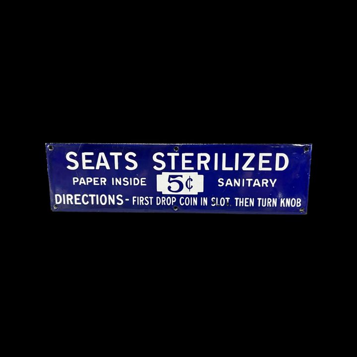 Seats Sterilized Paper Inside Restroom Bathroom Porcelain Sign