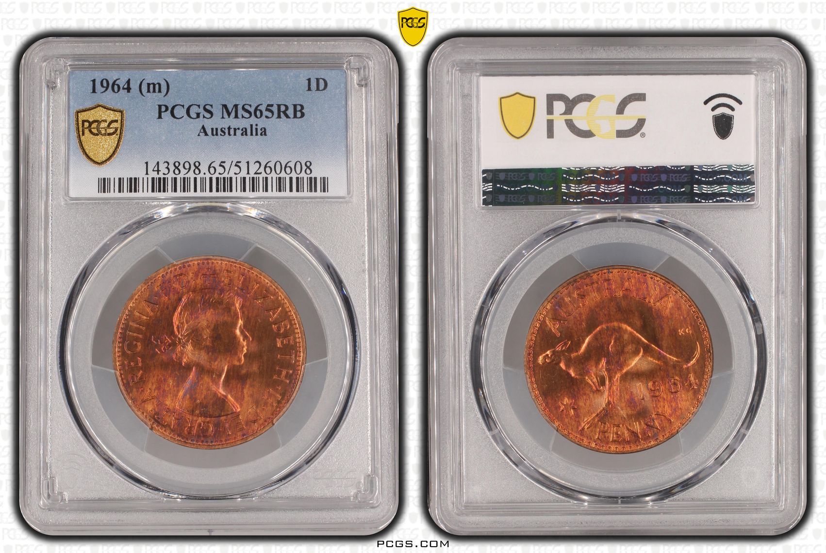 Elizabeth II, One Penny, 1964, PCGS MS65RB