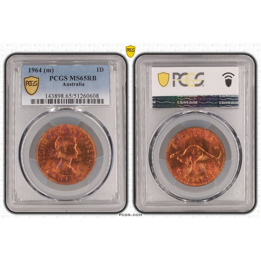 Elizabeth II, One Penny, 1964, PCGS MS65RB