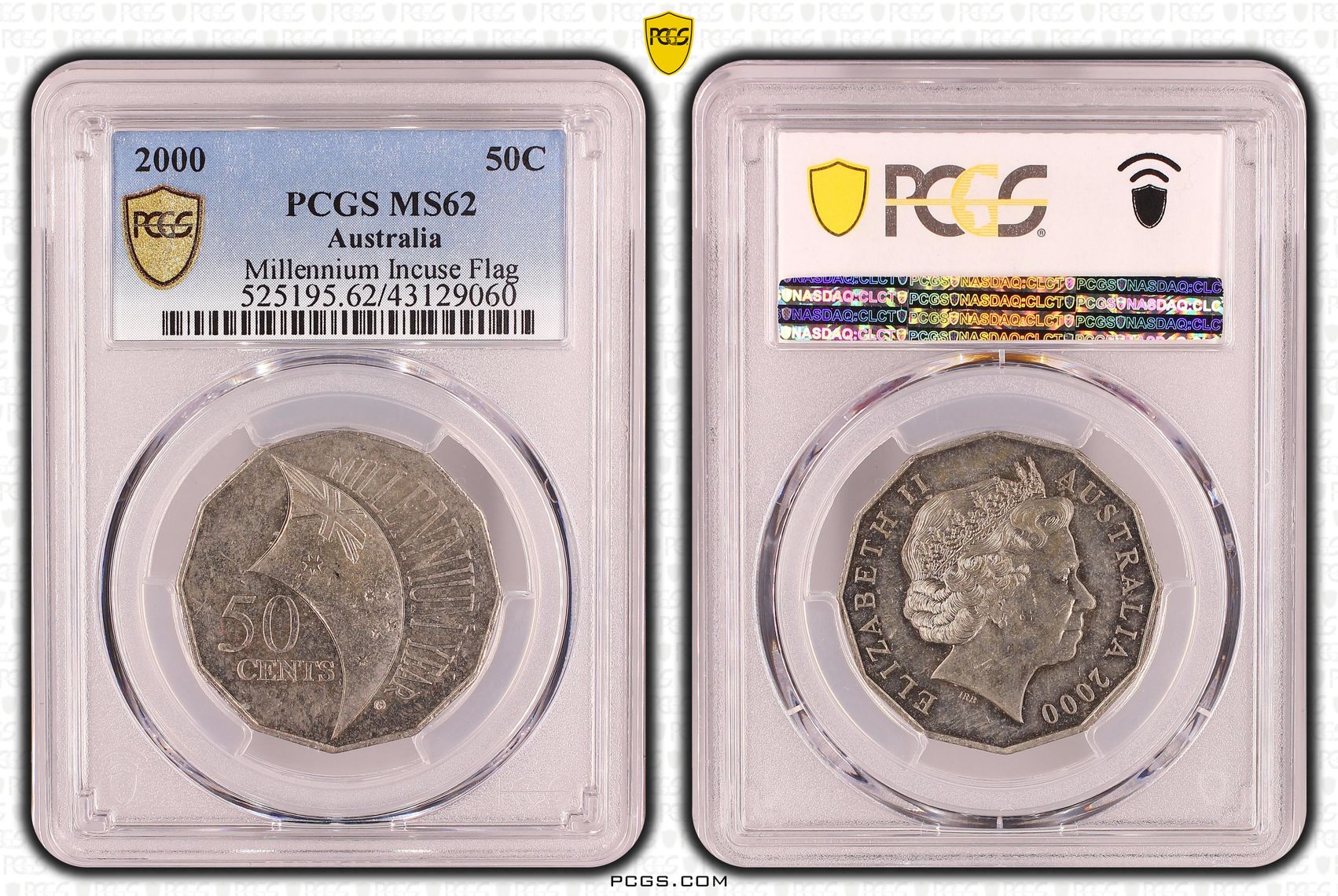 297 · Millennium Incuse Flag, Fifty Cent, 2000, PCGS MS62