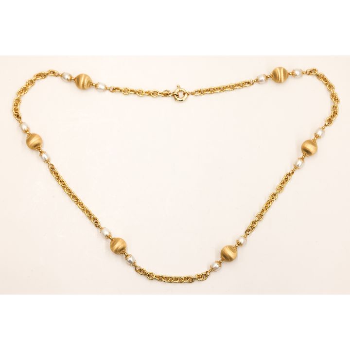 Itaor 18k Pearl and Satin Bead Necklace 29''