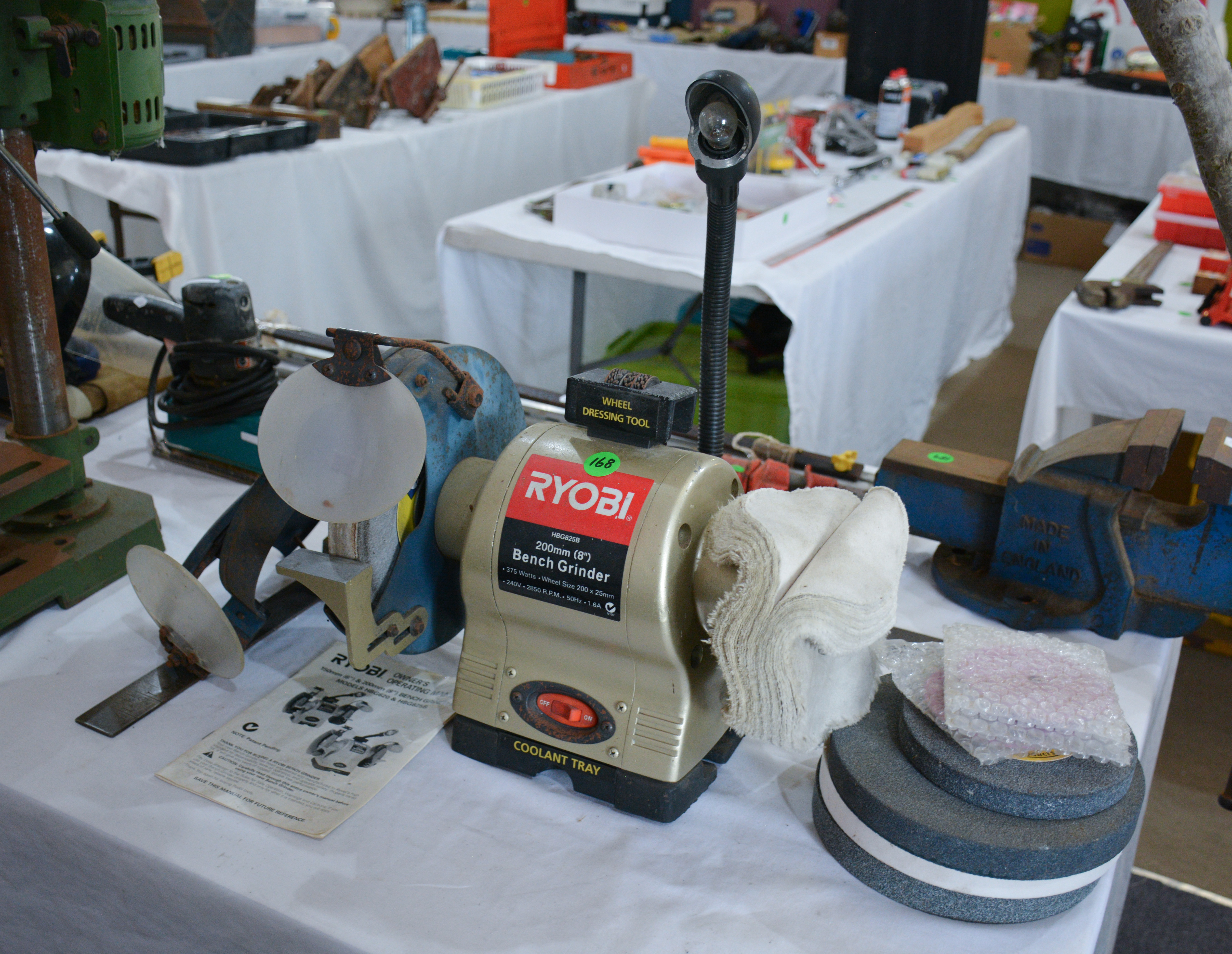 Ryobi 200mm Bench Grinder and Accessories — sold at auction in New Zealand for $55