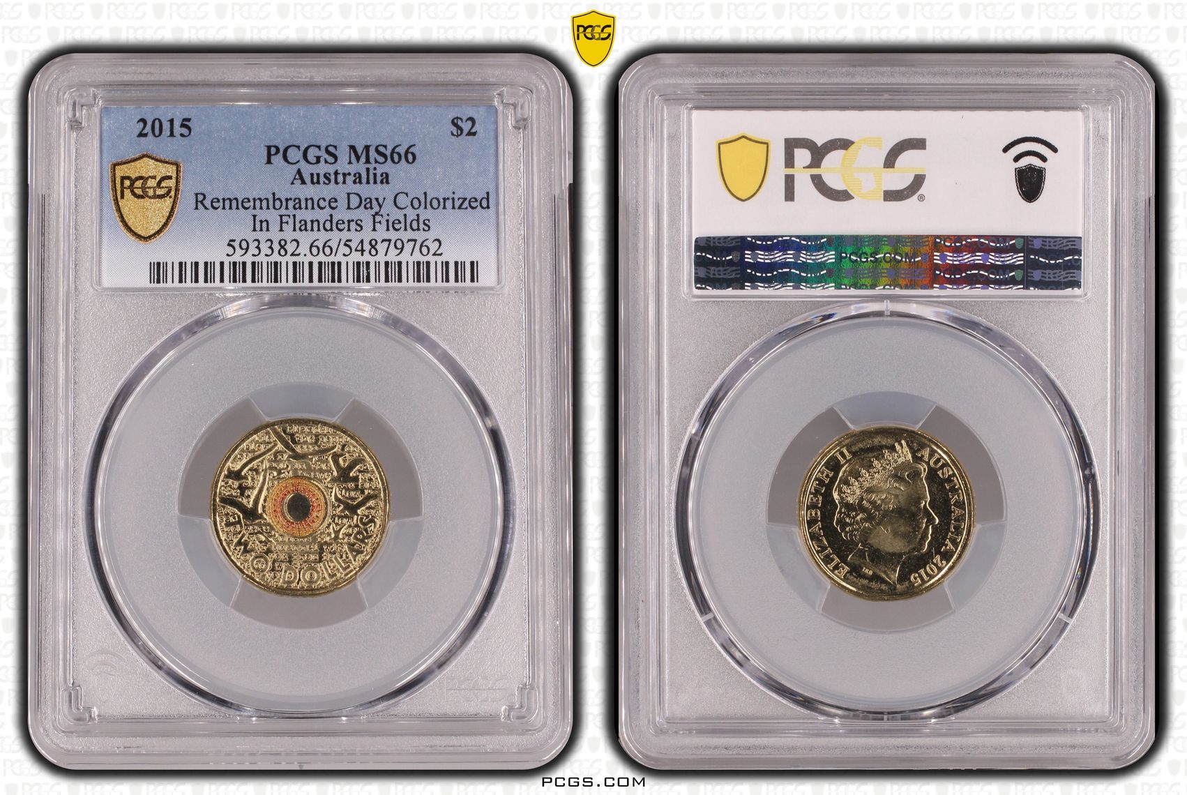 Remembrance Day Colorized - In Flanders Fields, Two Dollar, 2015, PCGS MS66