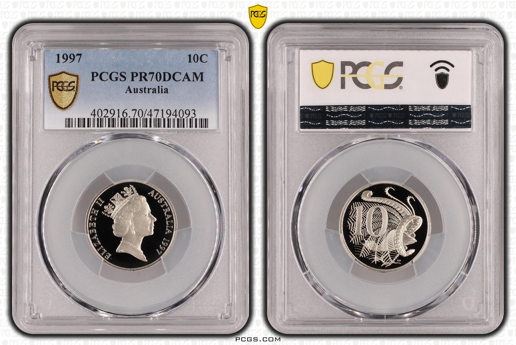 Elizabeth II, Ten Cent, 1997, PCGS PR70DCAM