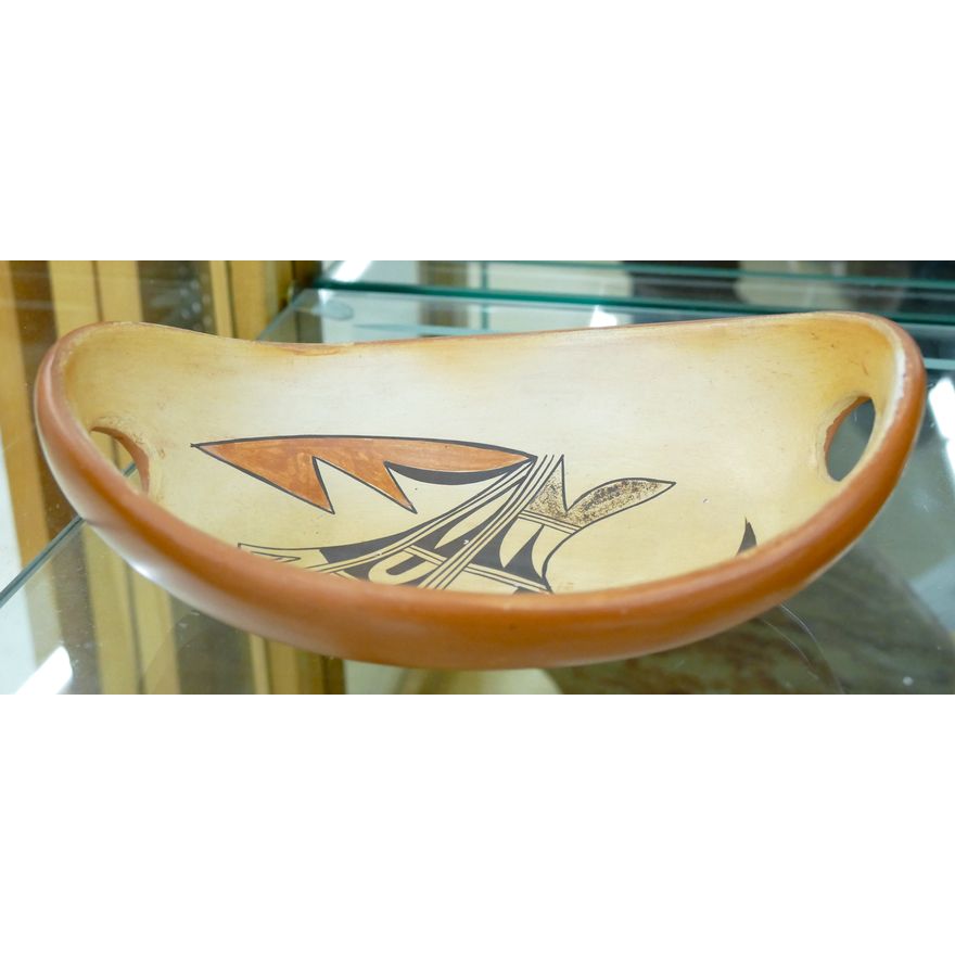 Bertha Tungovia Hopi Decorated Handled Bowl 8''