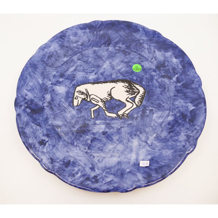 Marcel Wanders Makkum Handpainted Dog Charger with Box- 14''