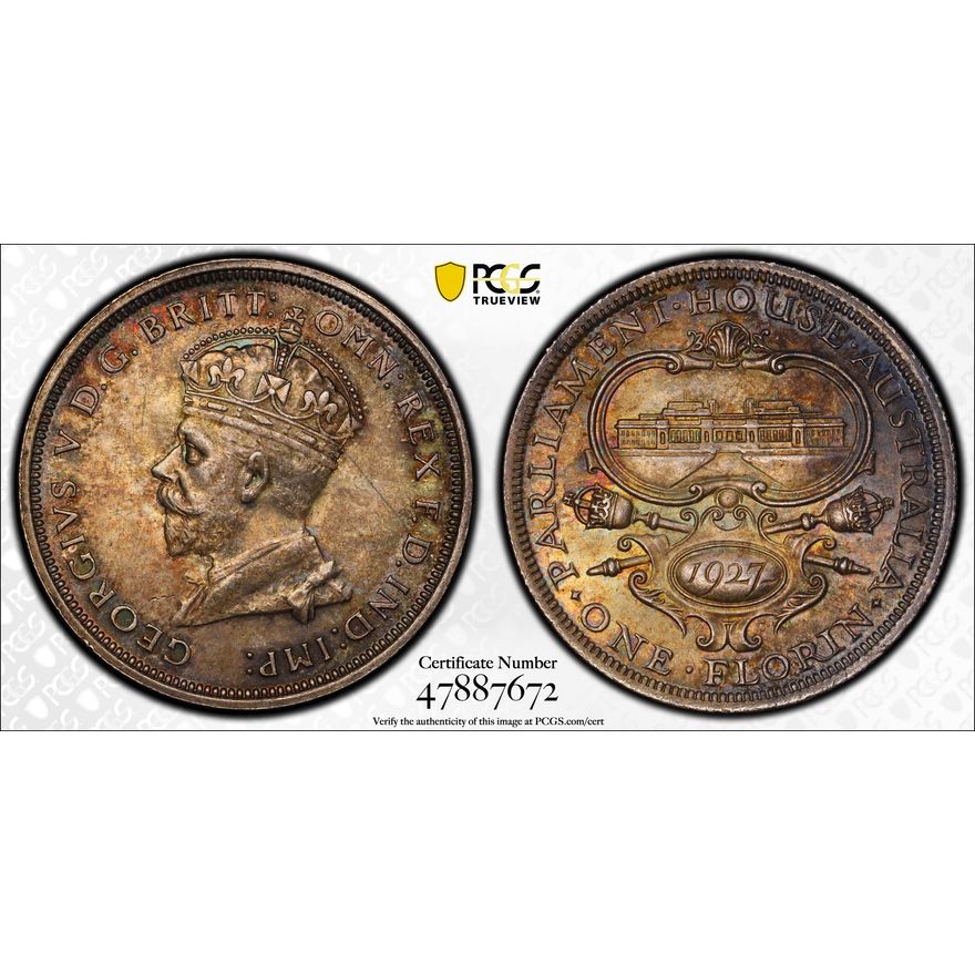 Florin, 1927(m), Canberra, PCGS MS 63
