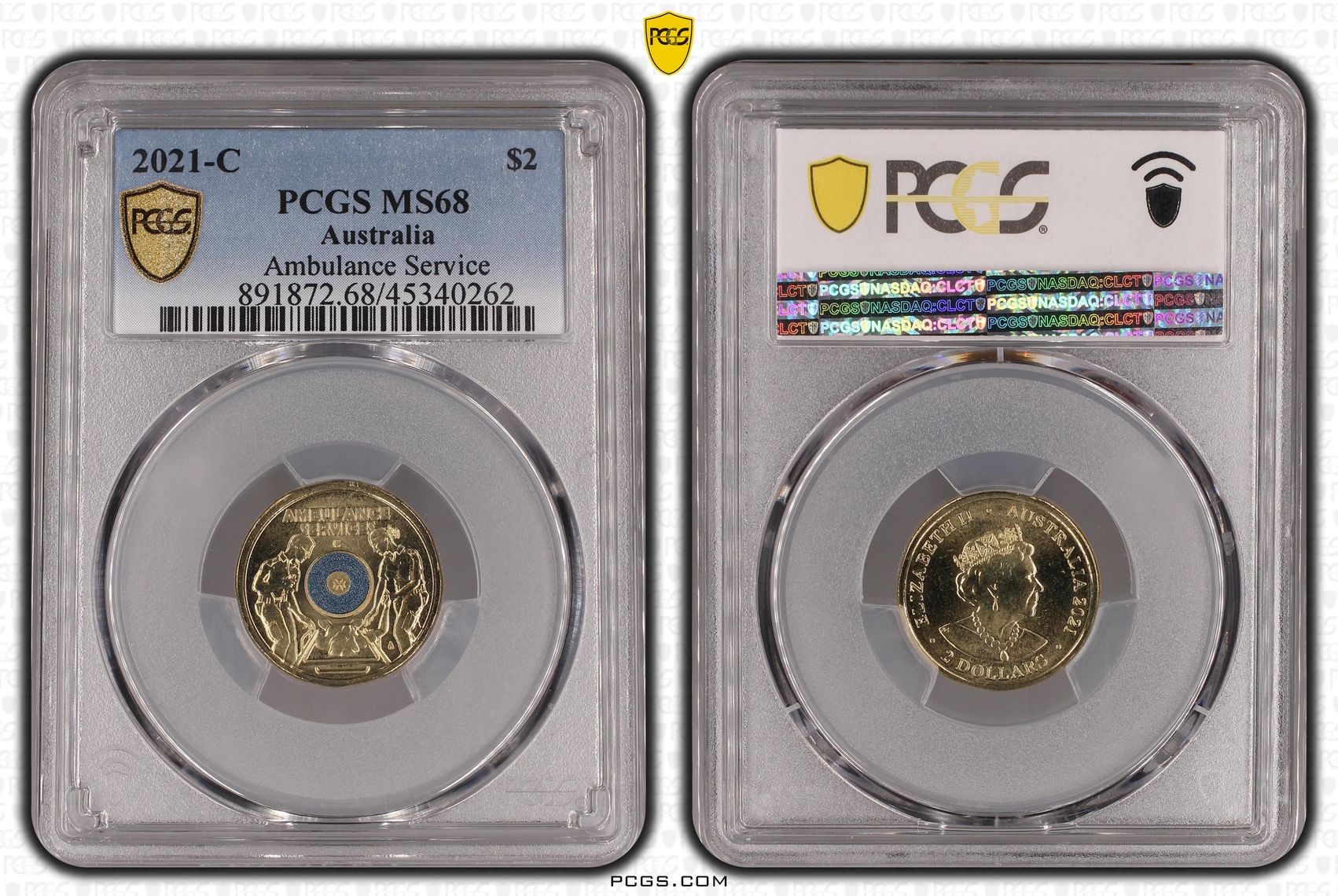 Elizabeth II, Ambulance Service - Colorized, Two Dollar, 2021-C, PCGS MS68