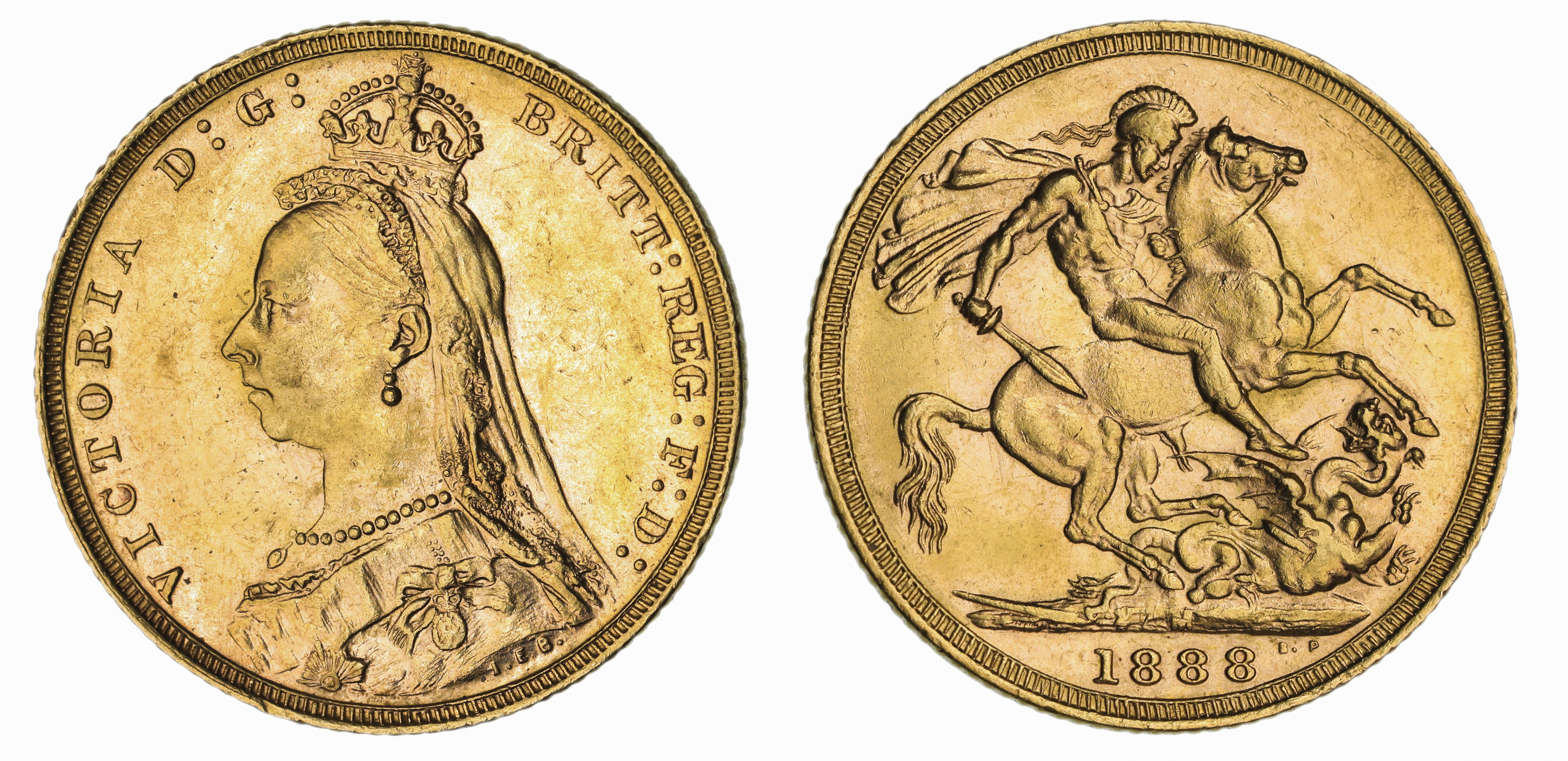 Victoria, St. George Reverse - Melbourne Mint - Jubilee, Sovereign, 1888, aUNC