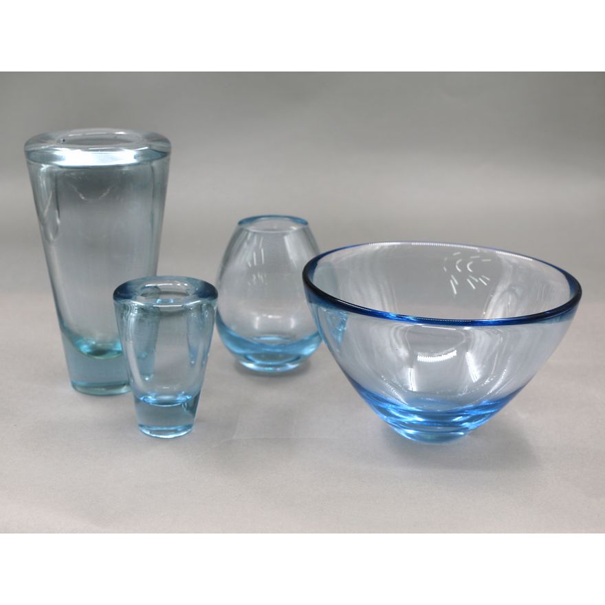Per Lütken for Holmegaard - Four pieces of blue-tinted blown glass