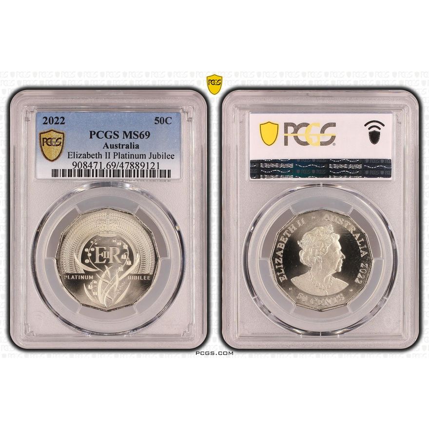 QEII Platinum Jubilee 50c Coin - MS69