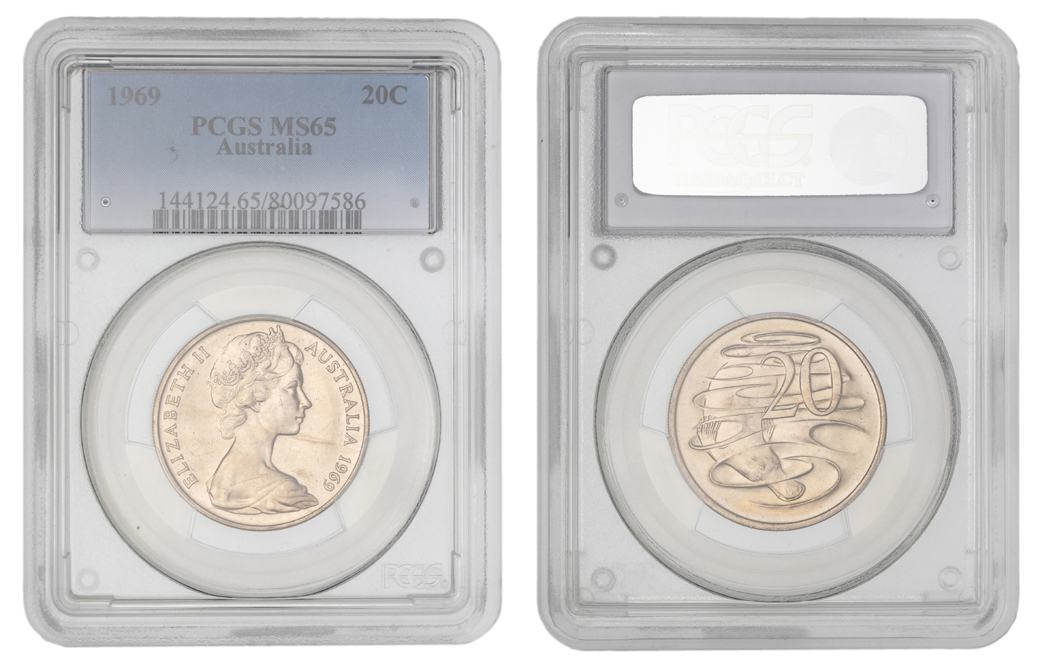 Elizabeth II, Twenty Cent, 1969, PCGS MS65