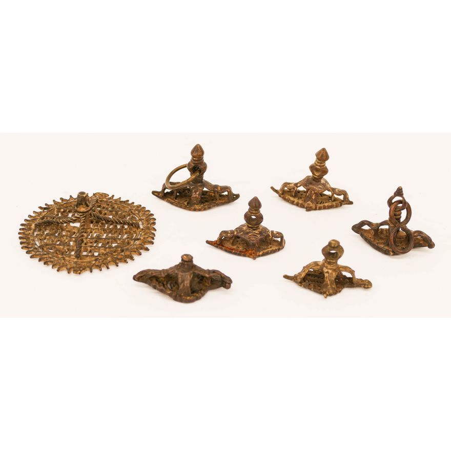 7pc Nepalese 18th Cent. Bronze Body Seals 1.5'' to 3"