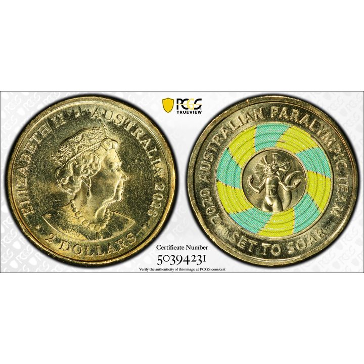 Paralympic Team - Set to Soar - Colorized, Two Dollar, 2020, PCGS MS66