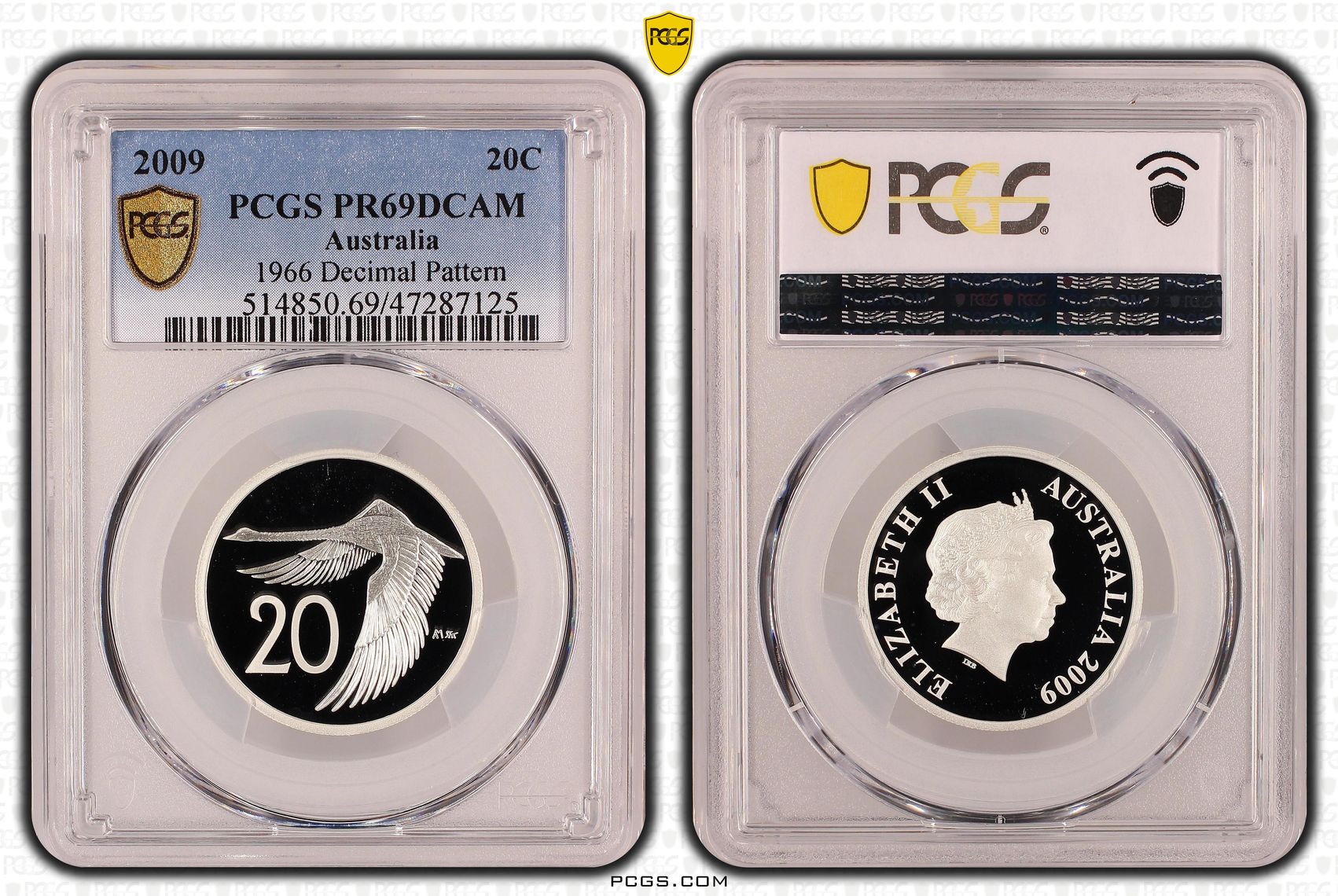 Elizabeth II, 1966 Decimal Pattern, Twenty Cent, 2009, PCGS PR69DCAM