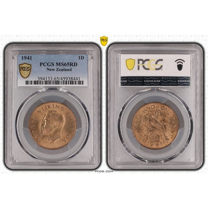 1941 New Zealand Penny KM-13 PCGS - MS65RD -441