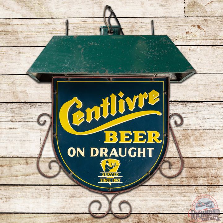 Centlivre Beer on Draught DS Tin Sign w/ Frame & Hood Fort Wayne Indiana