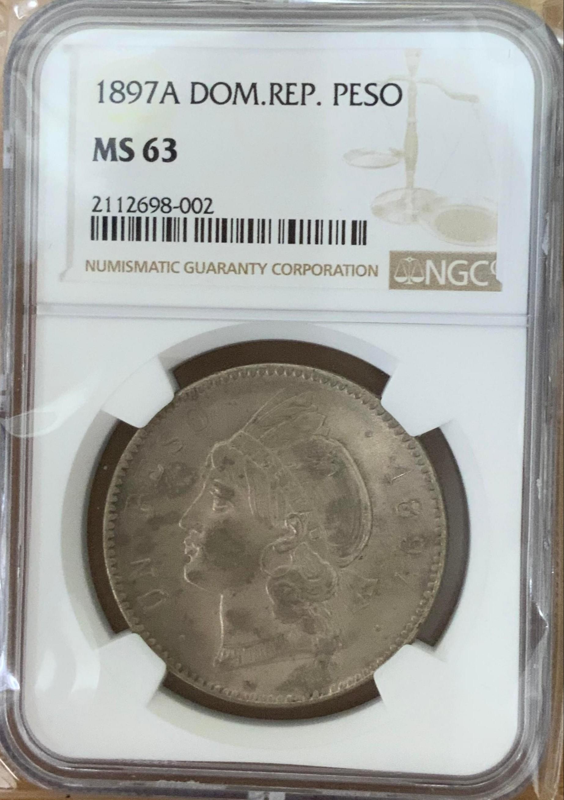 ドミニカ共和国-Dominican Republic. 1897. NGC MS63. 極美／未. AU 