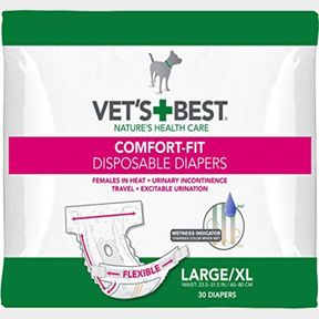 VET'S BEST COMFORT FIT DOG DIAPERS - DISPOSABLE FEMALE DOG DIAPERS - ABSORBENT WITH LEAK PROOF FIT - LARGE/X-LARGE (23.5-31.5 INCH