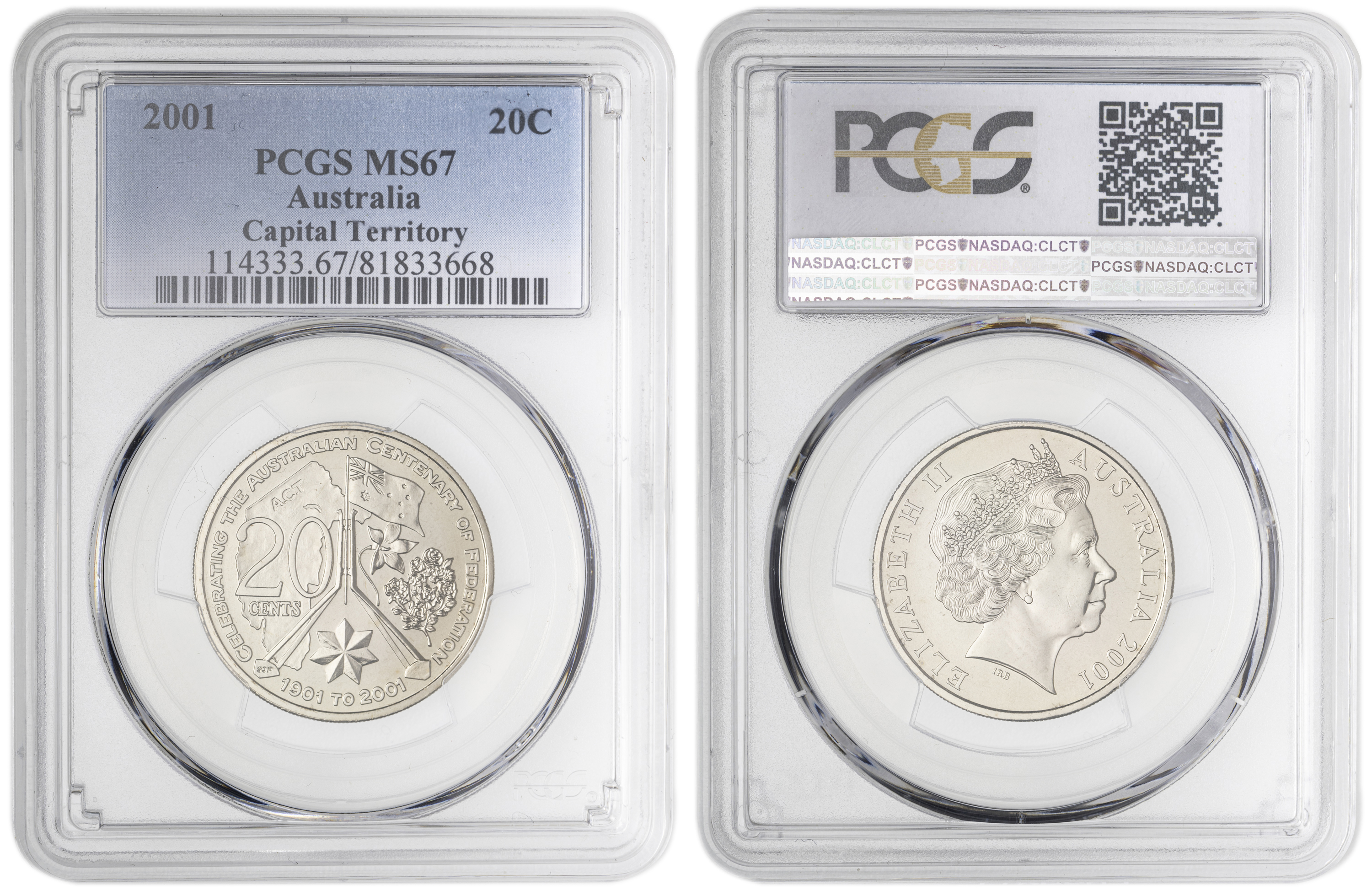 Capital Territory , Twenty Cent, 2001, PCGS MS67