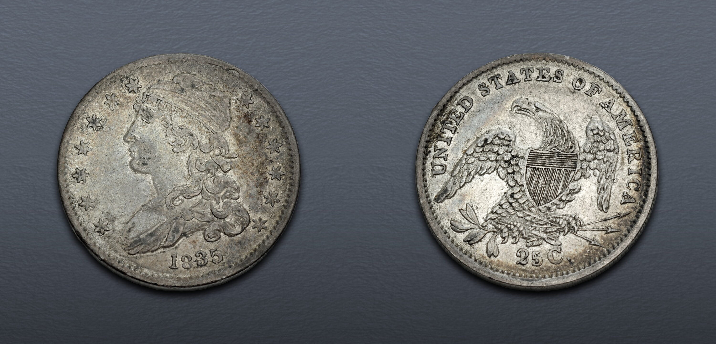 1835 Capped Bust Quarter B-2. Rarity 2. AU. . . | Classical Numismatic ...