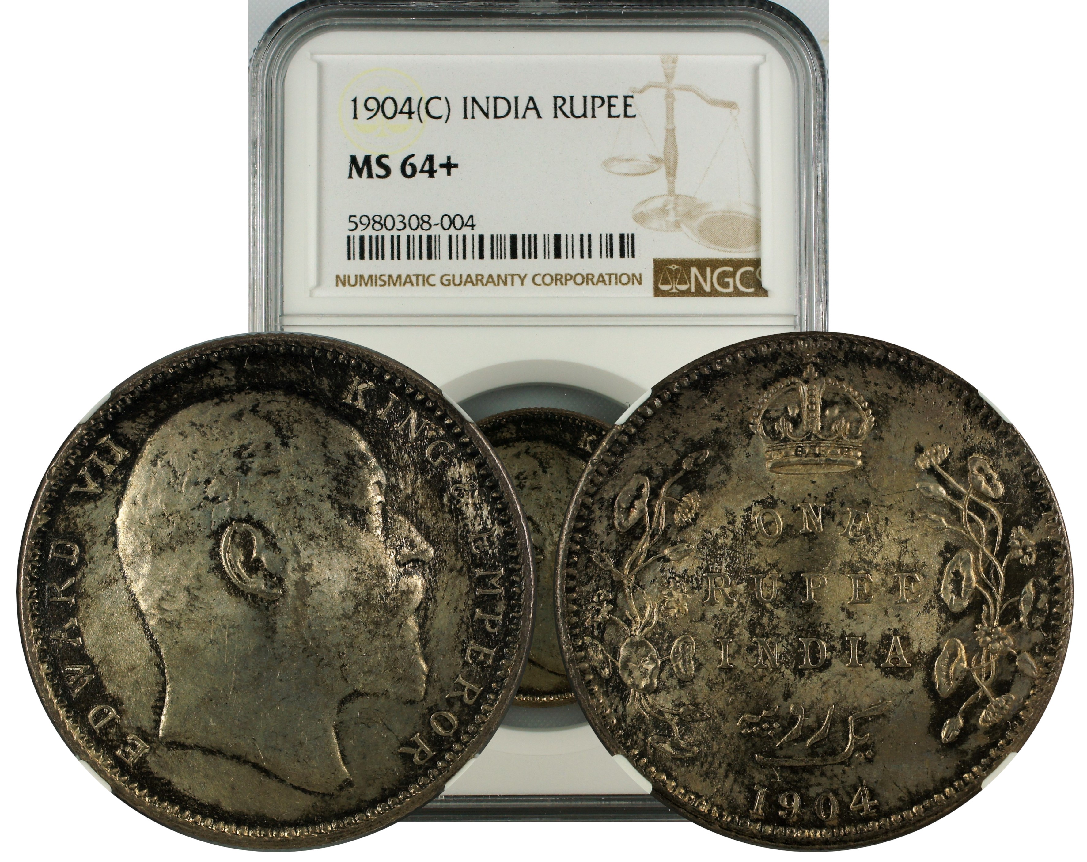 India British 1904 C Rupee NGC MS64+