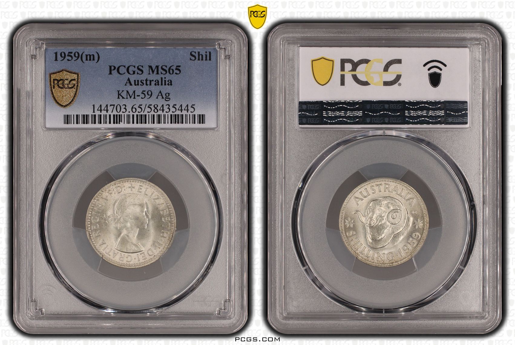 KM-59 Silver, Shilling, 1959(m), PCGS MS65