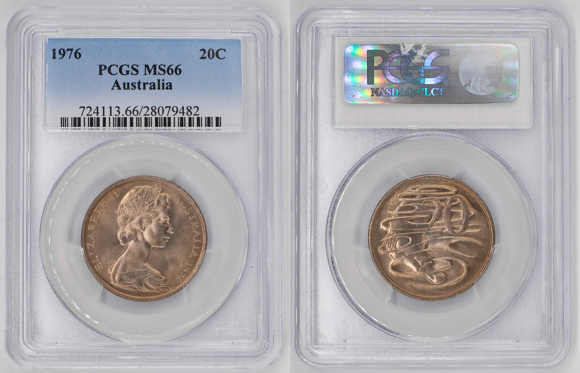 Elizabeth II, Twenty Cent, 1976, PCGS MS66