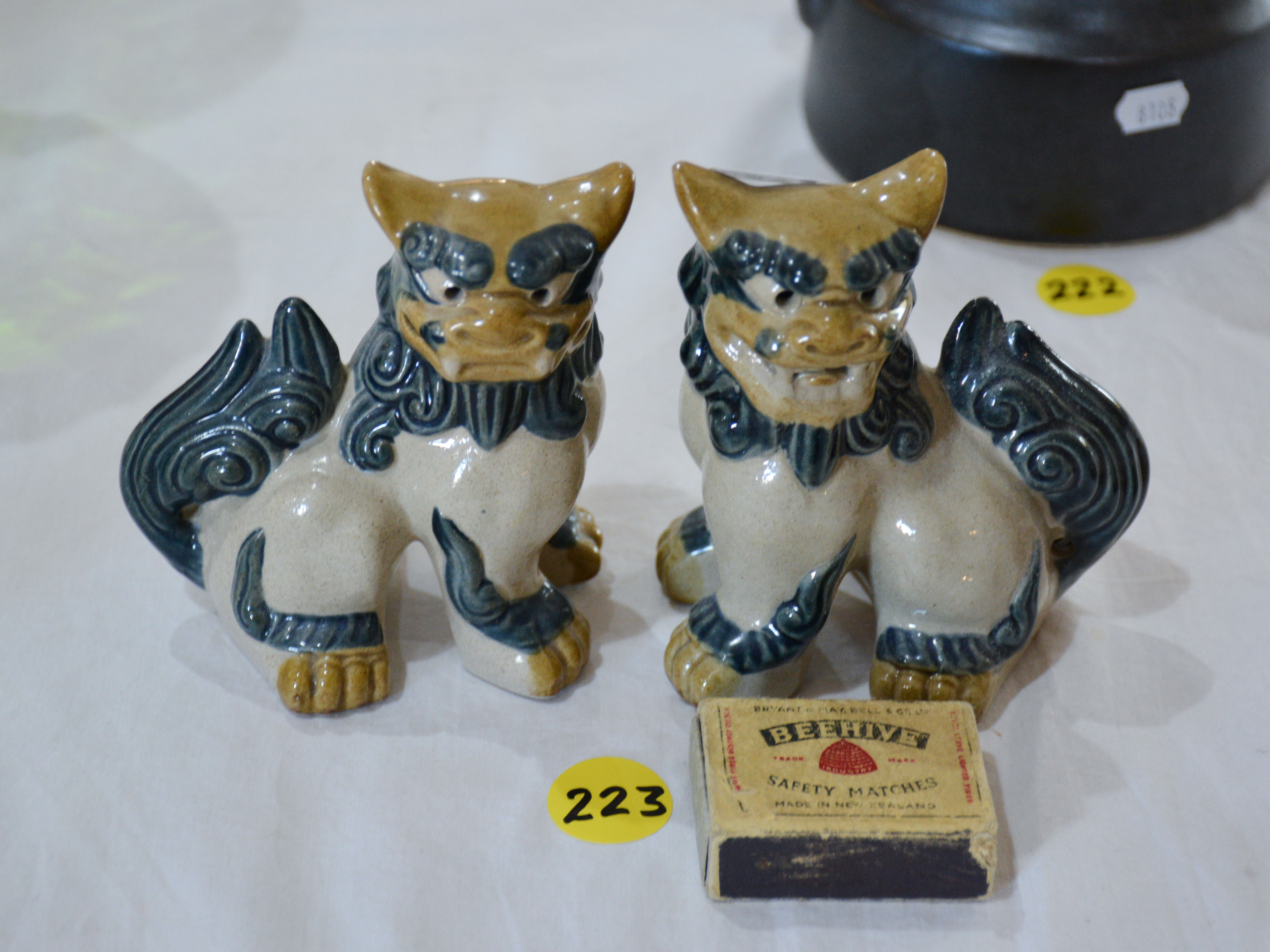 Pair of Shishi Japanese Foo Dogs — sold at auction in New Zealand for $25