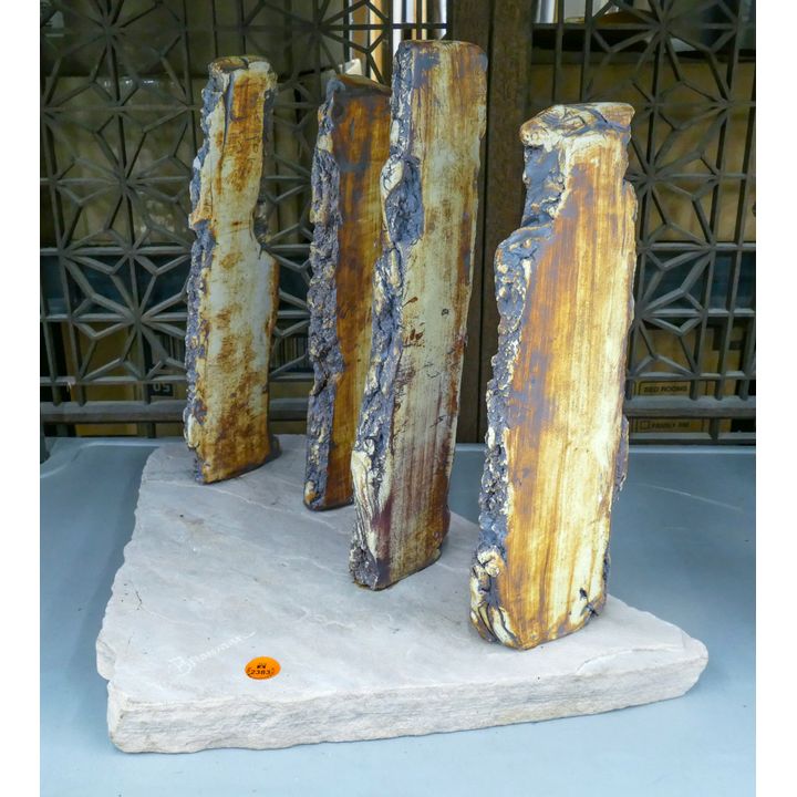 Ed Brannan Studio Pottery Pillars Sculpture on Stone Base 14''x18''