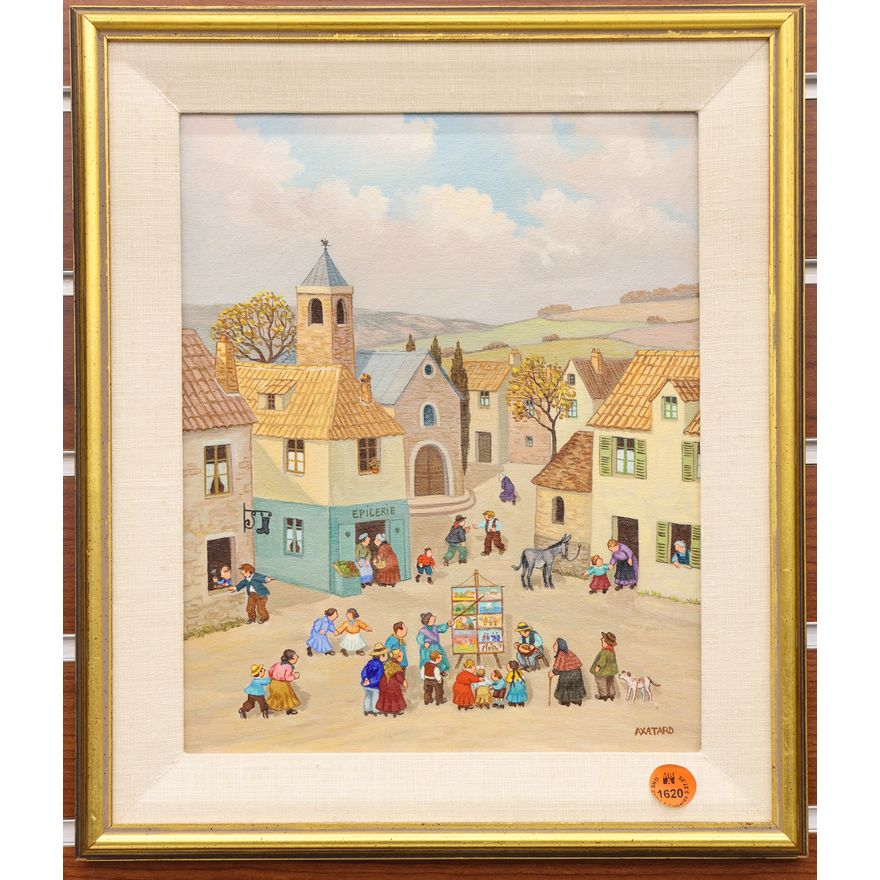 Jean Axatard (French) ''Epicerie'' Oil Painting Framed 14''x12''