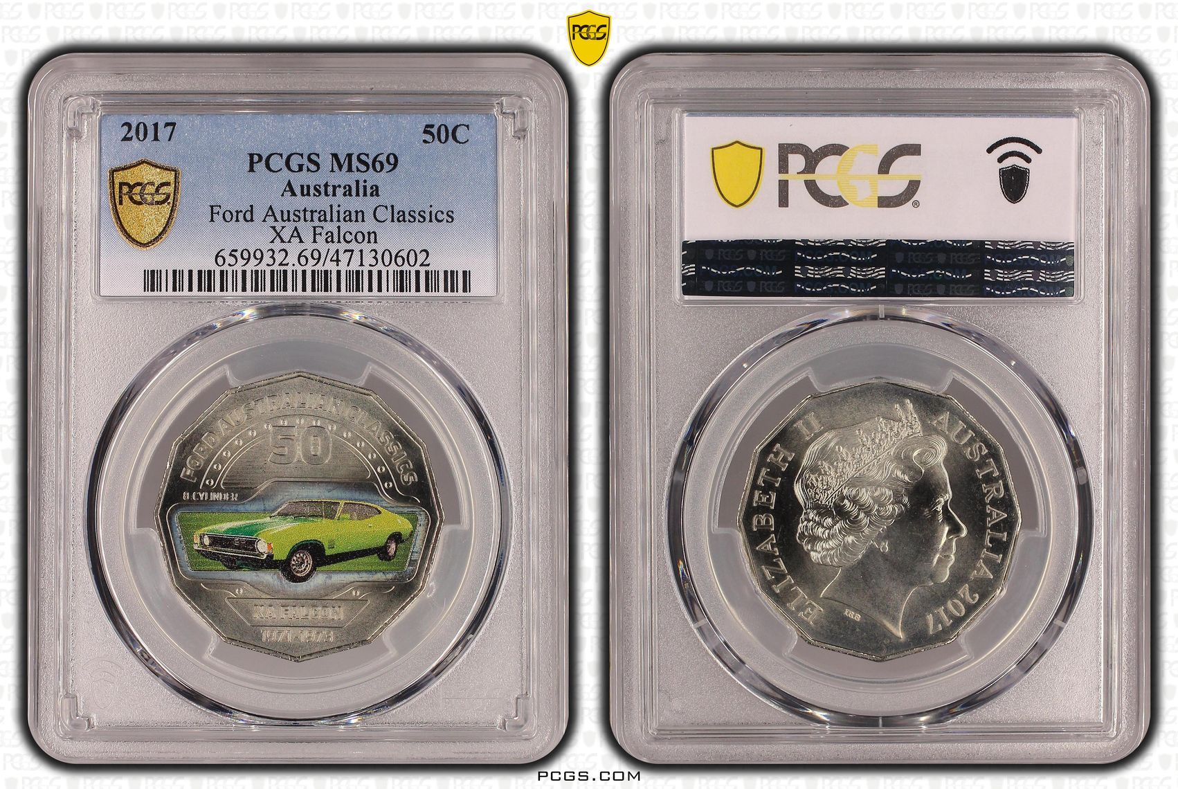 Elizabeth II, Ford Australian Classics - XA Falcon, Fifty Cent, 2017, PCGS MS69