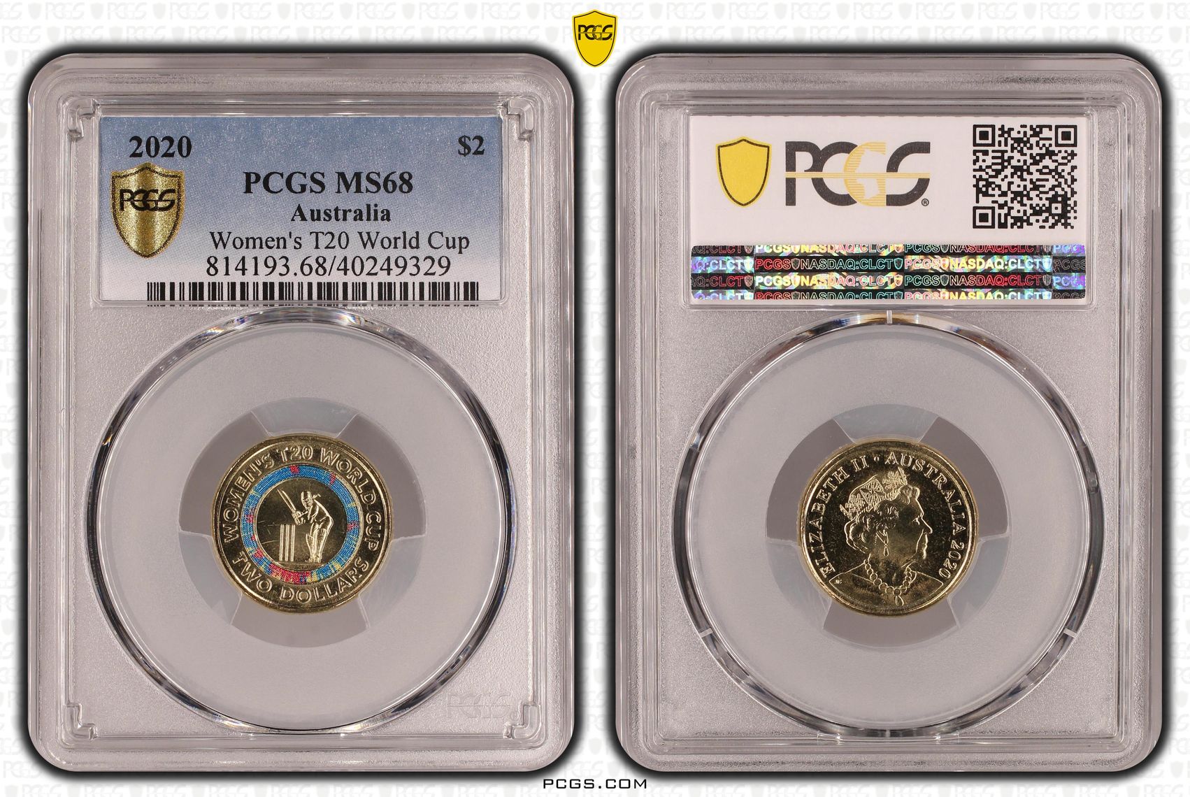 Women's T20 World Cup Colorized, Two Dollar, 2020, PCGS MS68