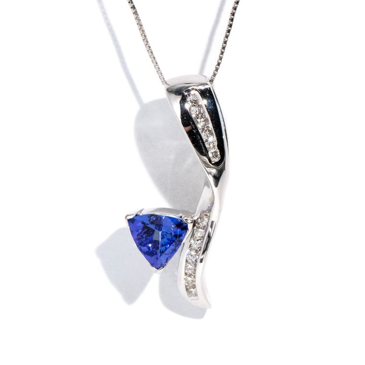 Tanzanite & Diamond Pendant with 14ct Chain