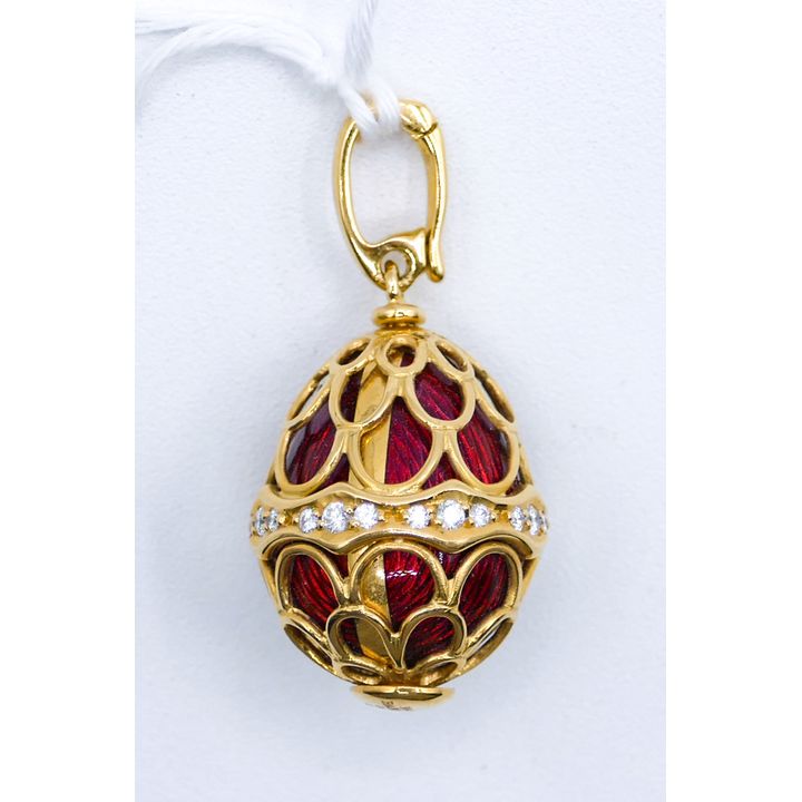 Faberge 18k Victor Mayer Diamond Egg Pendant with Box & Papers