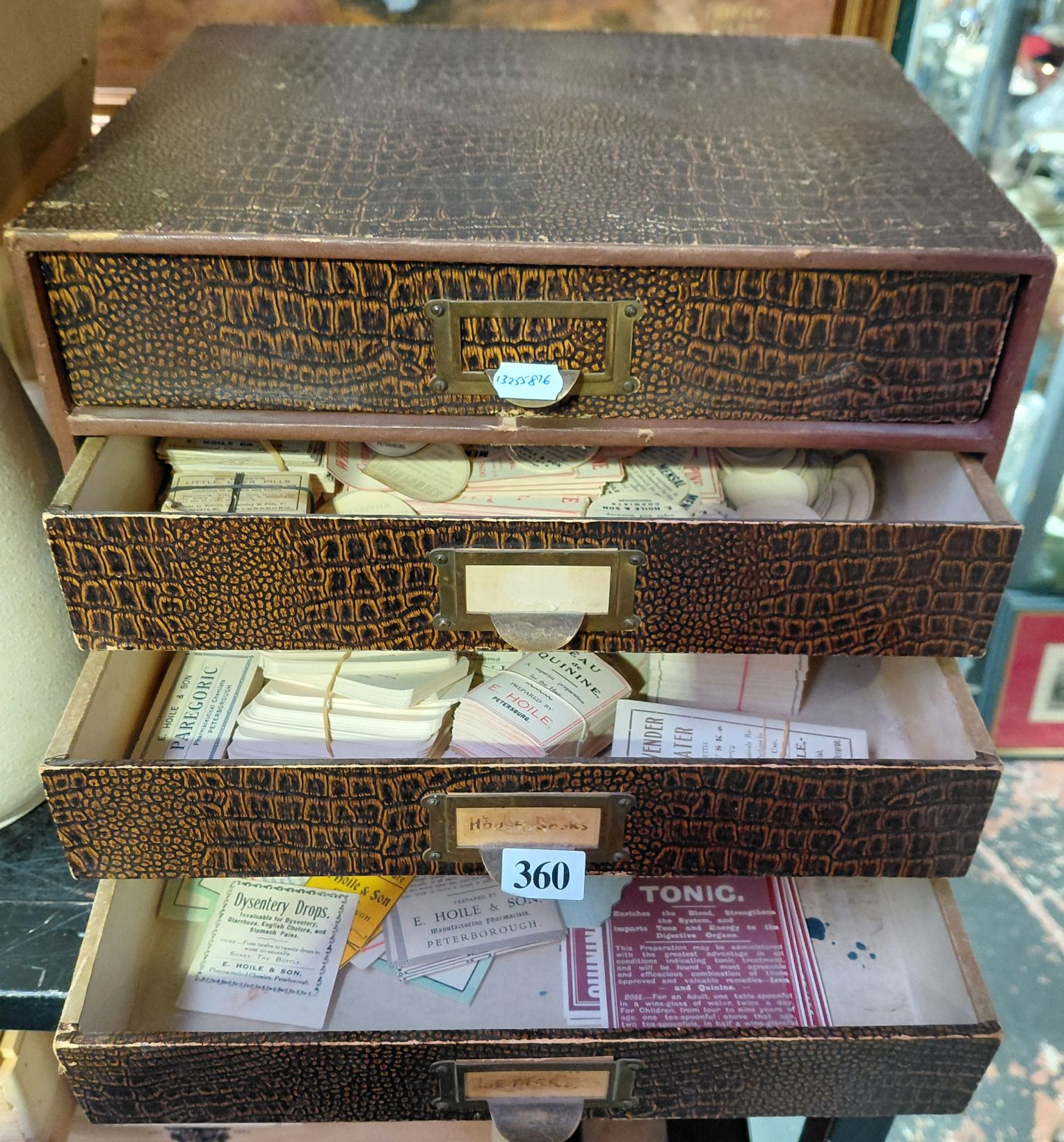 360 · BOARD CHEST AND PHARMACEUTICAL LABELS