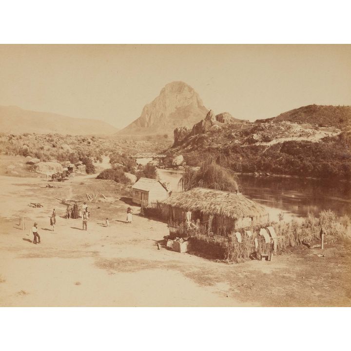 Frank Coxhead 'Ātiamuri village with view of Mount Pohaturoa'