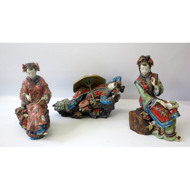 SET OF 3 JAPANESE CERAMIC FIGURES