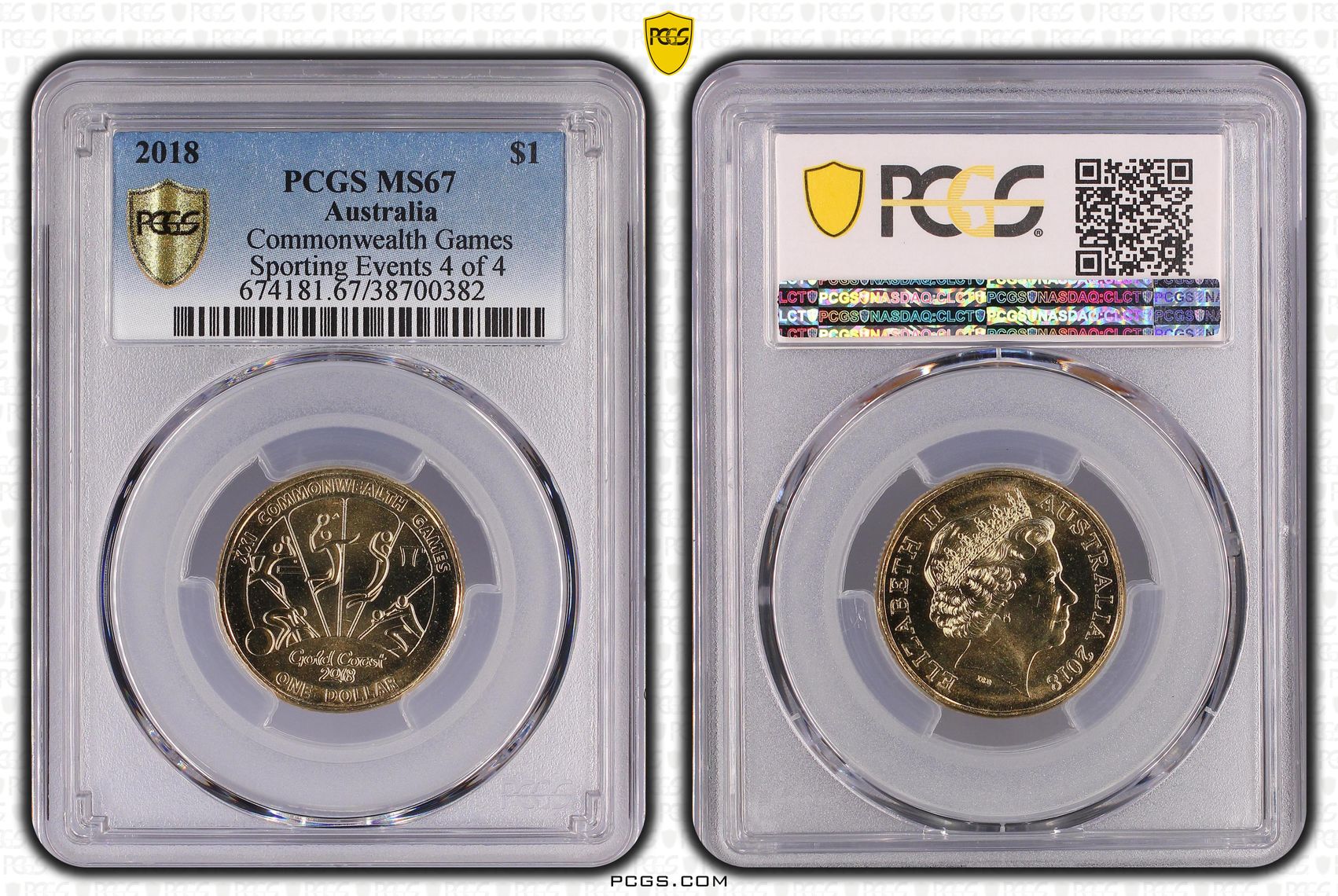 Commonwealth Games - Sporting Events 4 of 4, One Dollar, 2018, PCGS MS 67