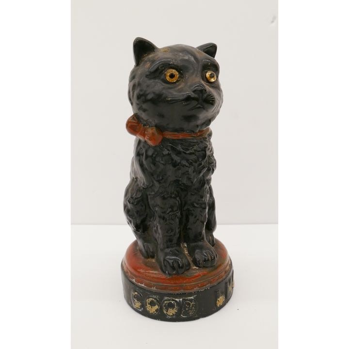 Antique Good Luck Black Cat Ceramic Figure- 8''